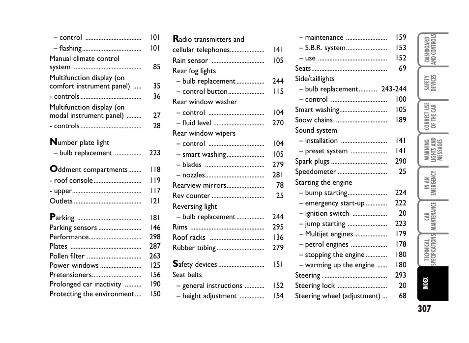 FIAT Idea User Manual | Page 308 / 314