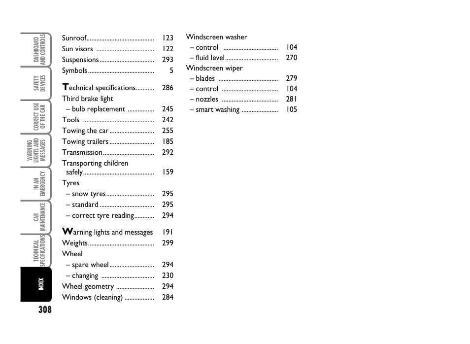 FIAT Idea User Manual | Page 309 / 314