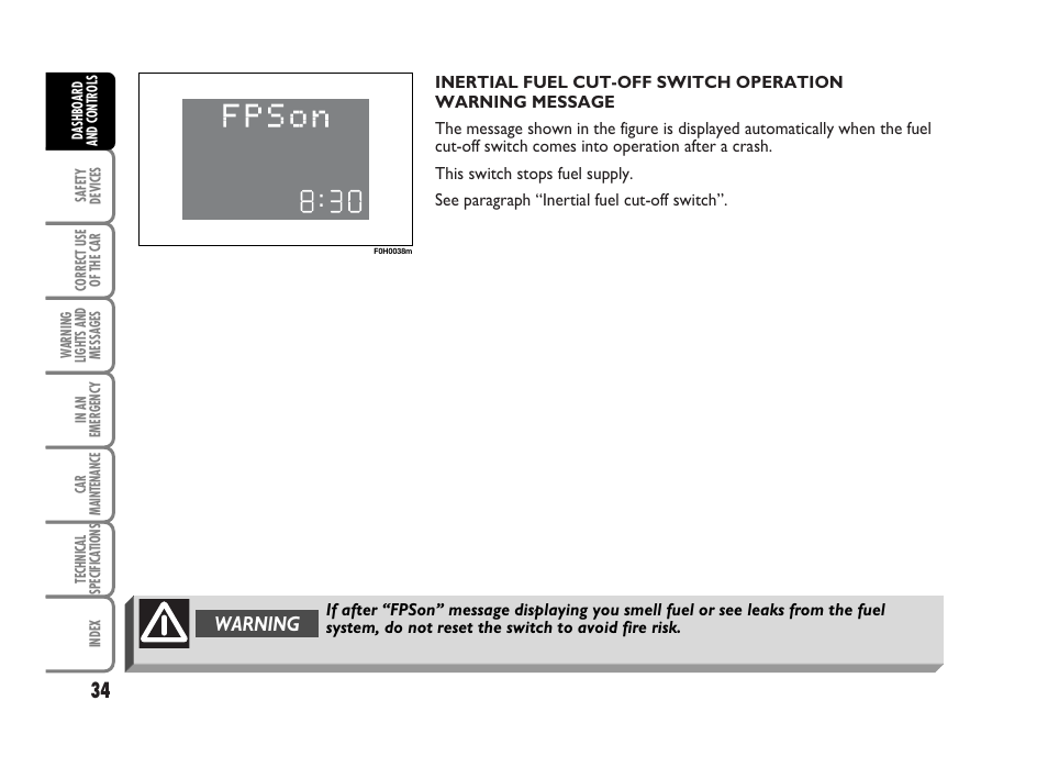 Warning | FIAT Idea User Manual | Page 35 / 314