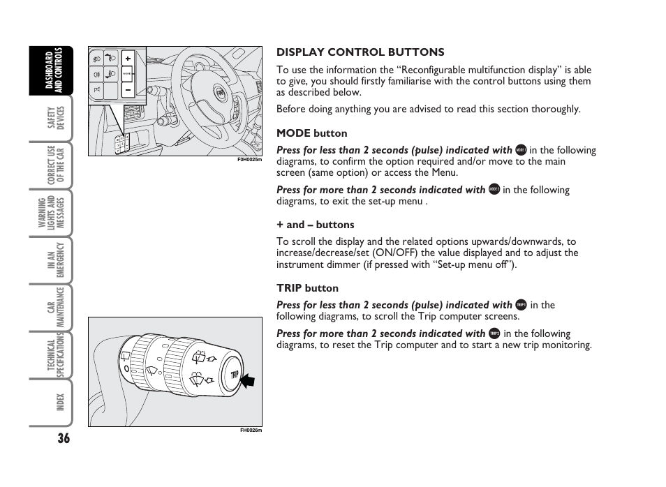 FIAT Idea User Manual | Page 37 / 314