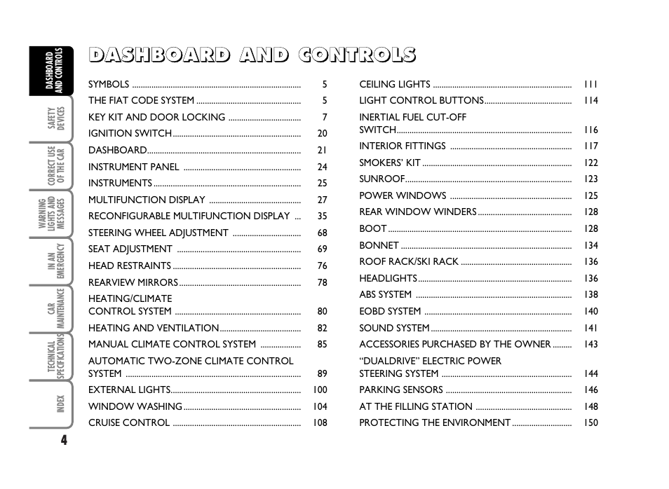 FIAT Idea User Manual | Page 5 / 314