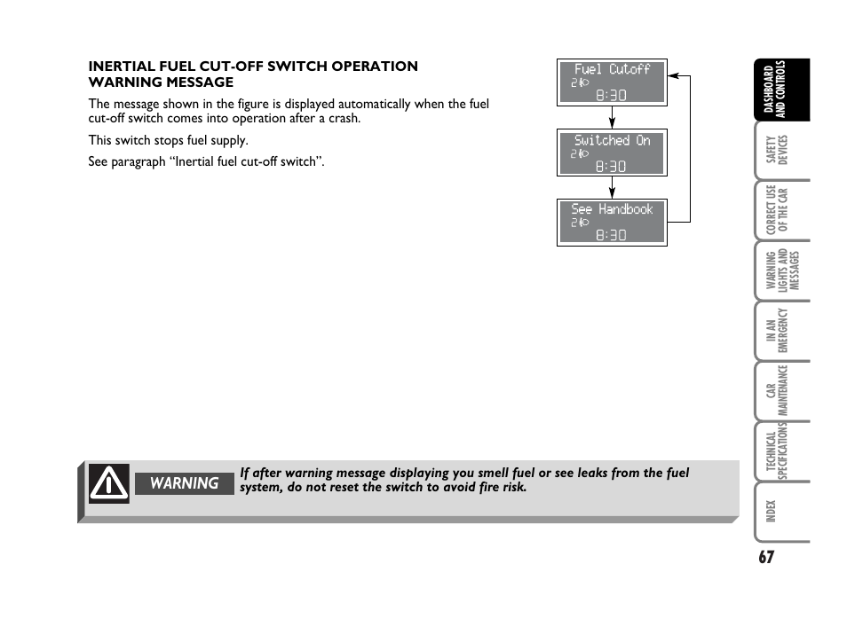 Warning | FIAT Idea User Manual | Page 68 / 314