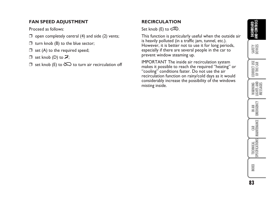 FIAT Idea User Manual | Page 84 / 314