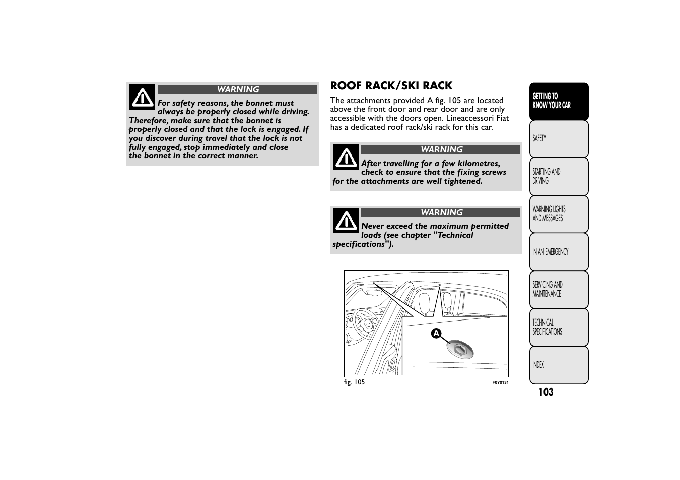 FIAT 500L User Manual | Page 107 / 348