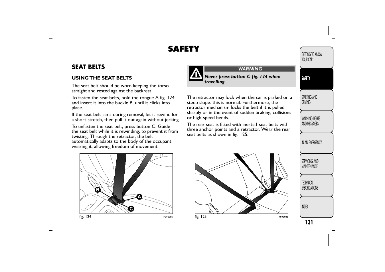 Safety | FIAT 500L User Manual | Page 135 / 348