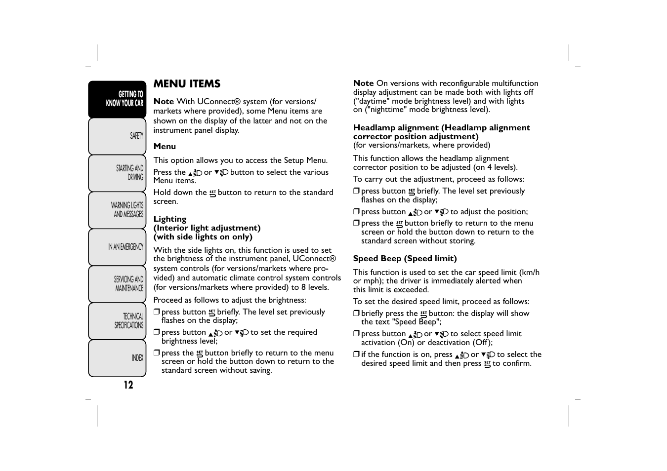 FIAT 500L User Manual | Page 16 / 348