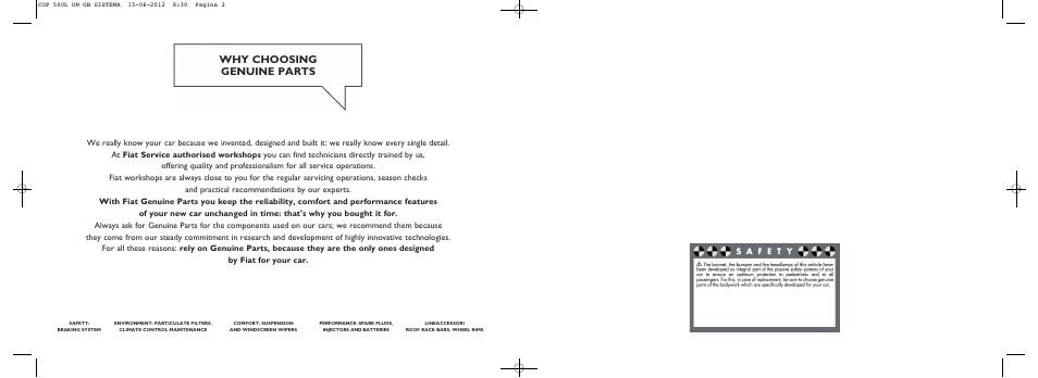 Why choosing genuine parts | FIAT 500L User Manual | Page 2 / 348