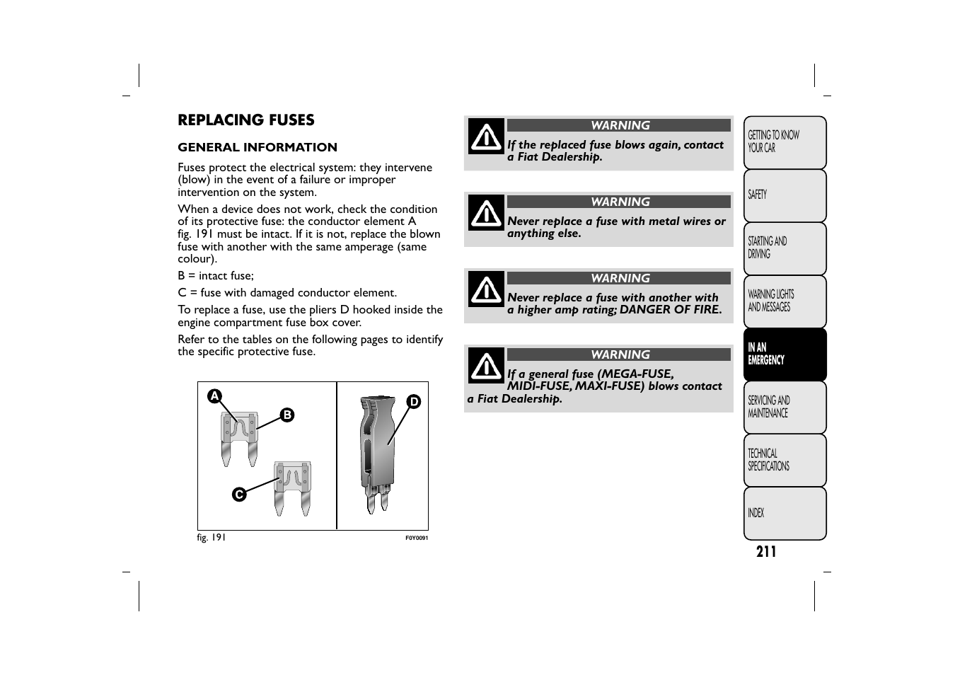 FIAT 500L User Manual | Page 215 / 348