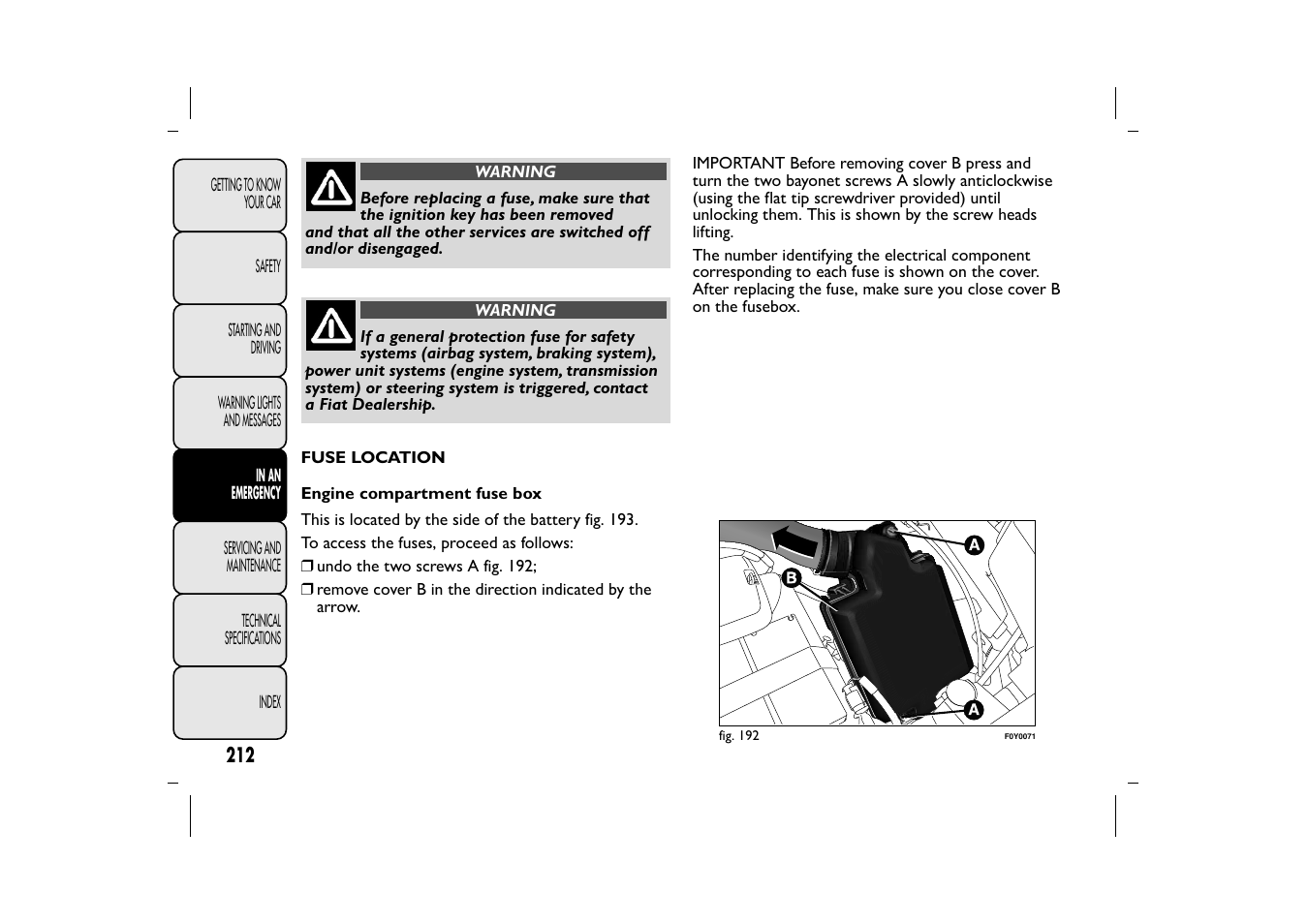 FIAT 500L User Manual | Page 216 / 348