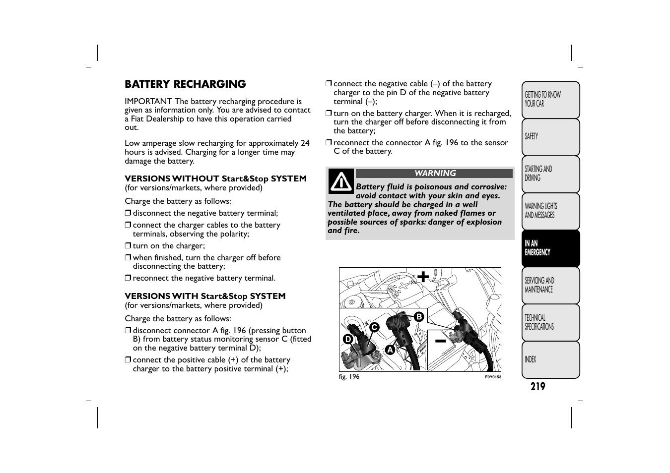 FIAT 500L User Manual | Page 223 / 348