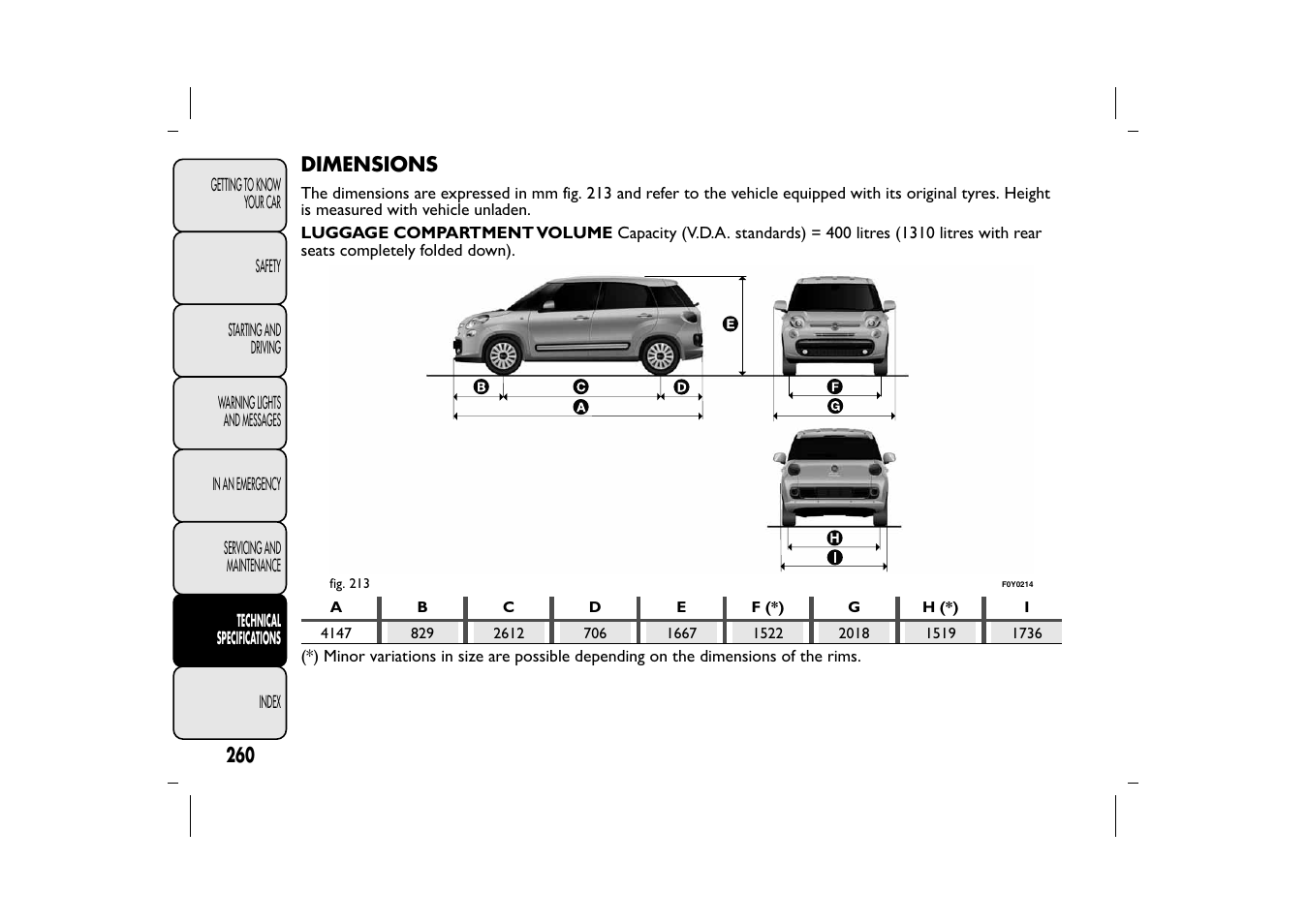 FIAT 500L User Manual | Page 264 / 348