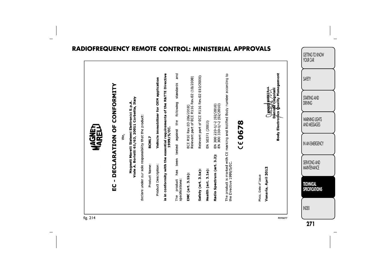 FIAT 500L User Manual | Page 275 / 348