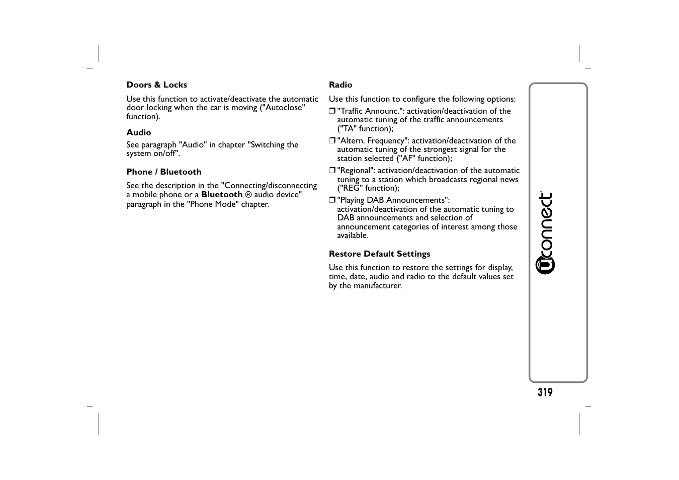 FIAT 500L User Manual | Page 323 / 348