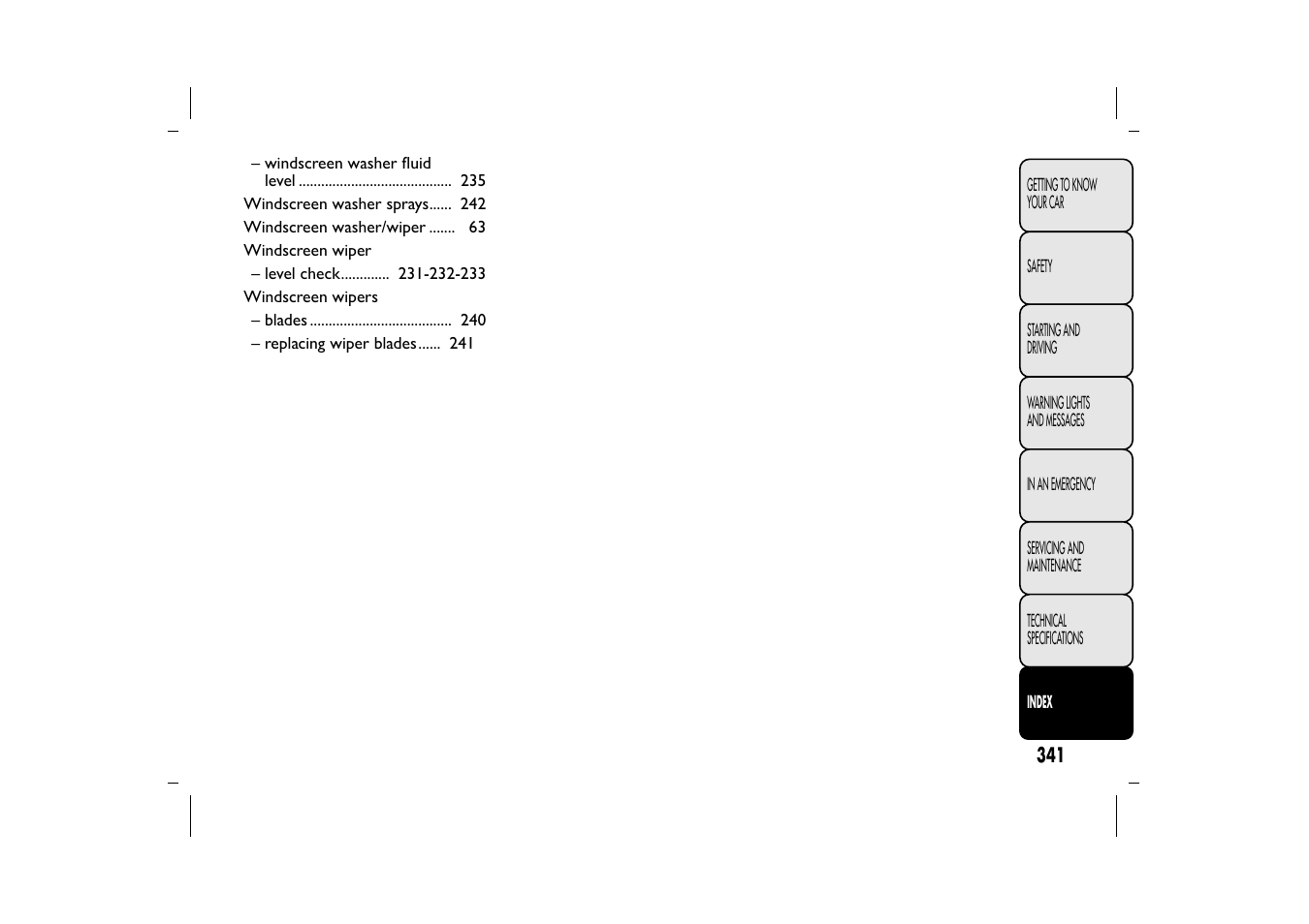 FIAT 500L User Manual | Page 345 / 348