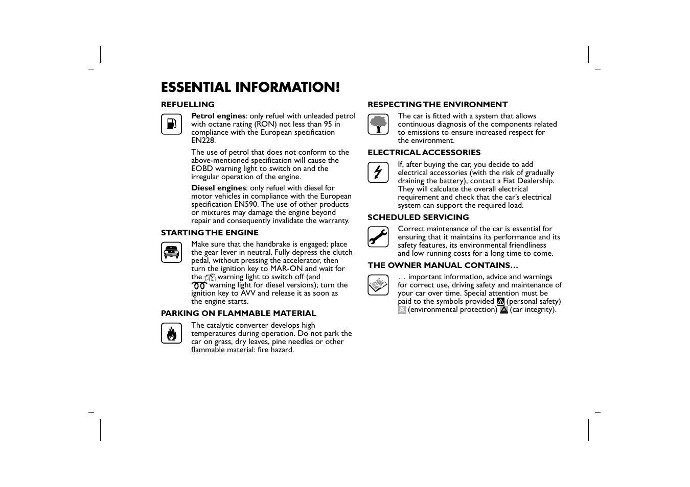 Essential information | FIAT 500L User Manual | Page 6 / 348