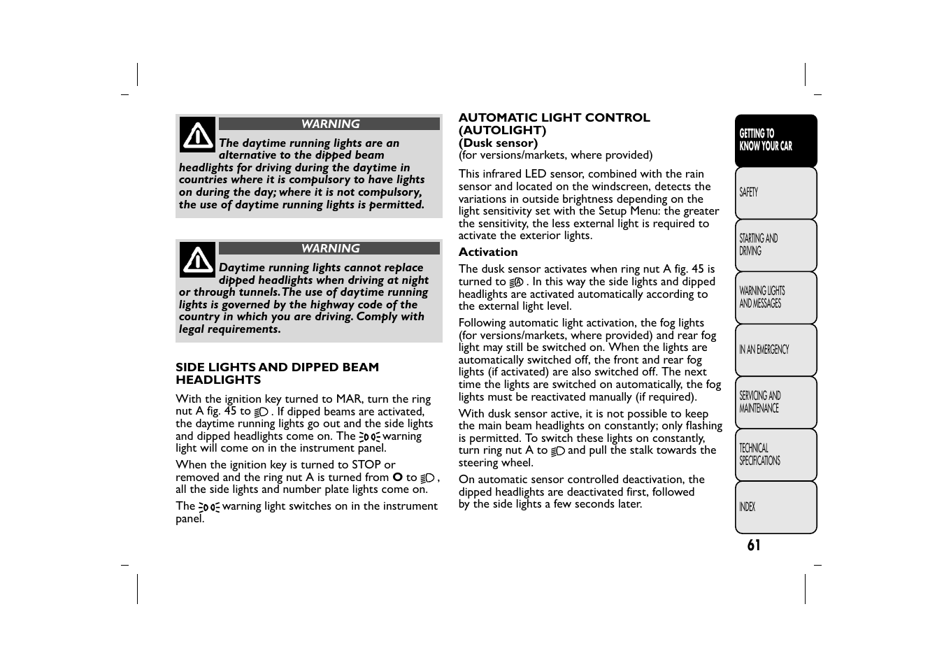 FIAT 500L User Manual | Page 65 / 348