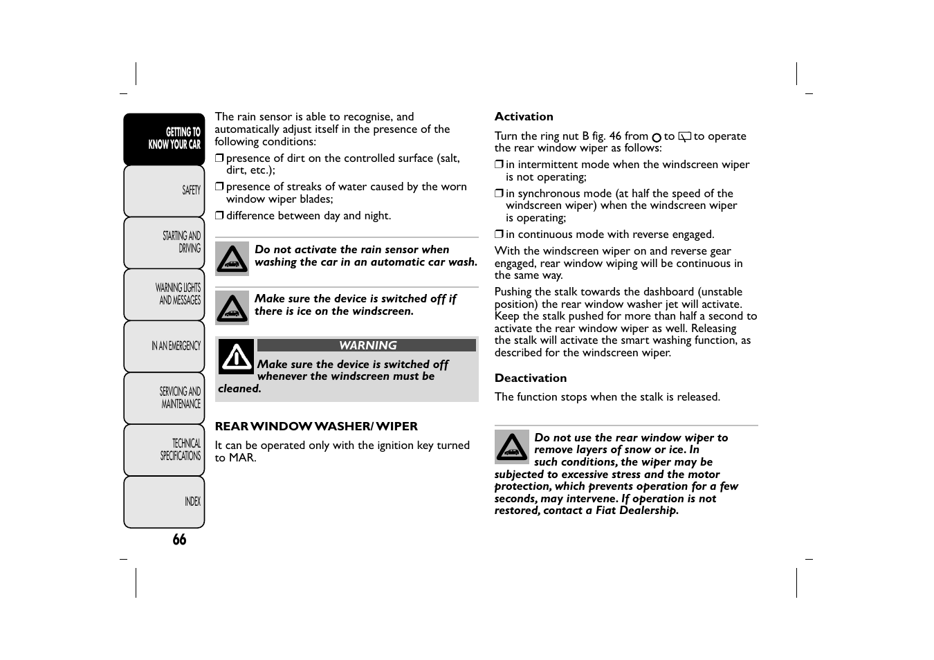 FIAT 500L User Manual | Page 70 / 348