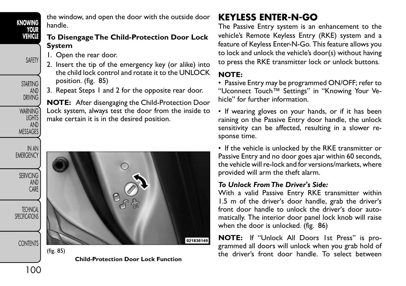 Keyless enter-n-go | FIAT Freemont User Manual | Page 106 / 332