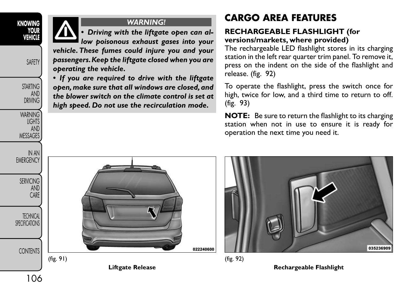 Cargo area features | FIAT Freemont User Manual | Page 112 / 332