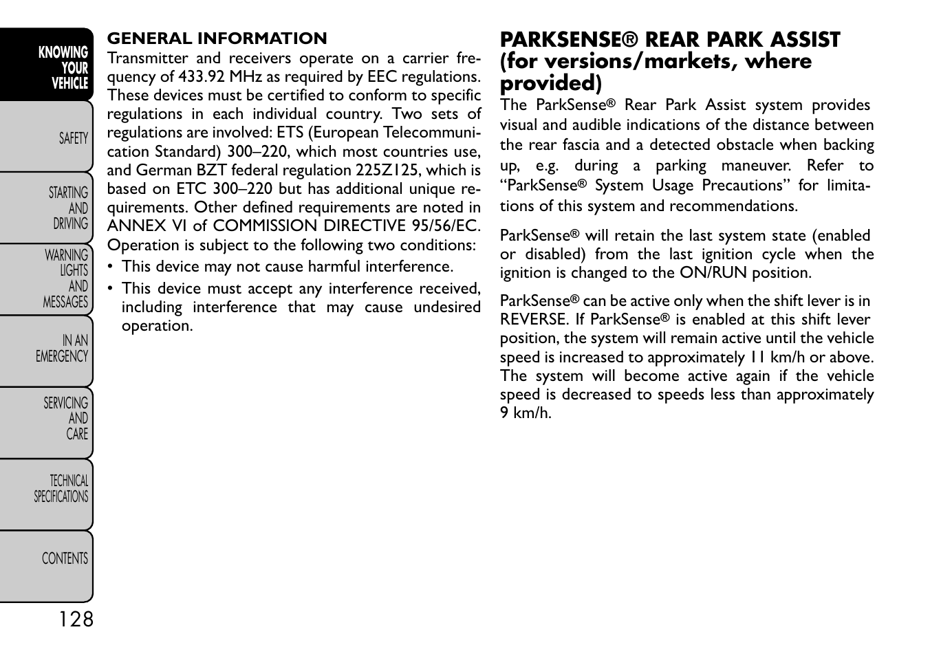 FIAT Freemont User Manual | Page 134 / 332