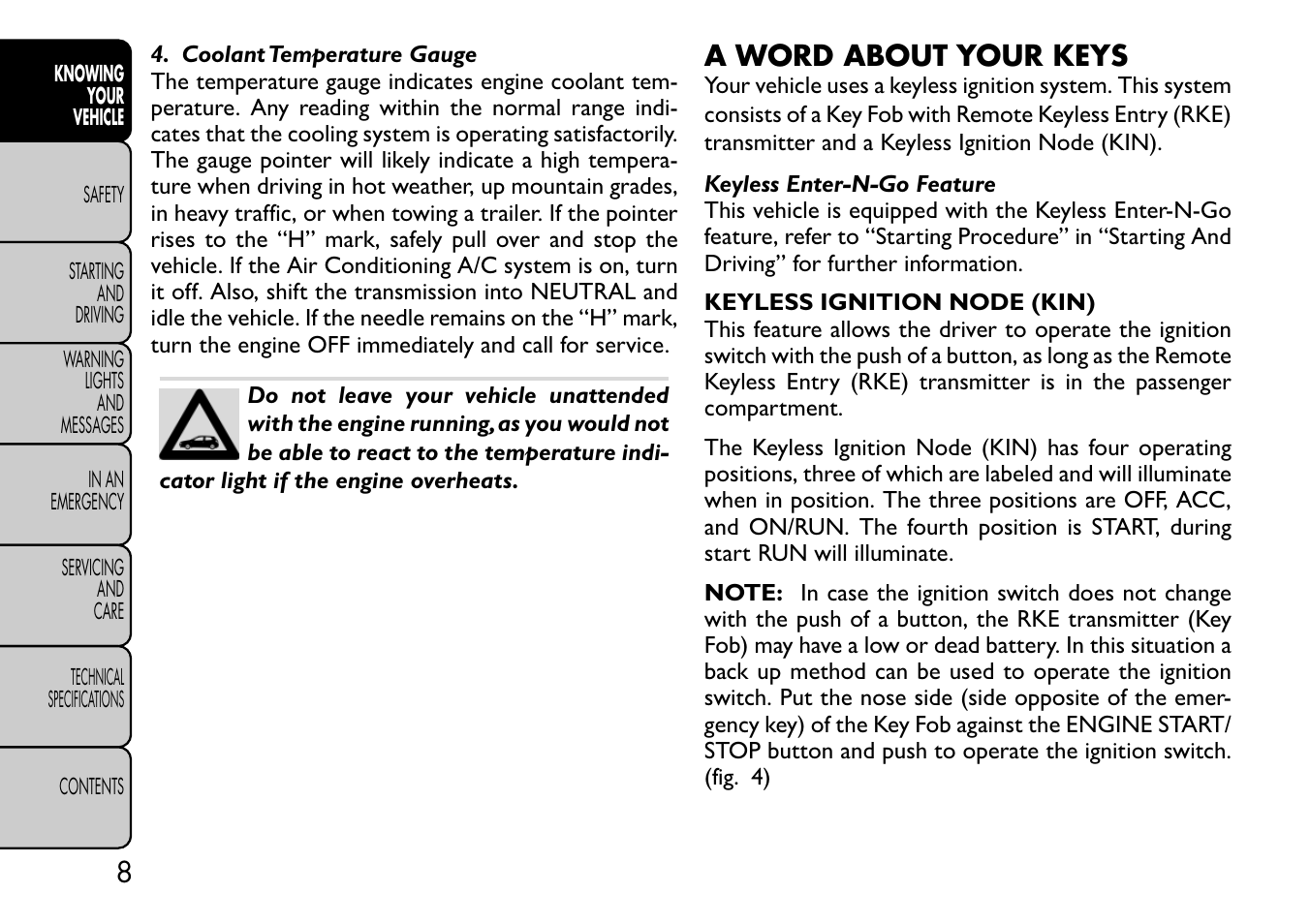 A word about your keys | FIAT Freemont User Manual | Page 14 / 332