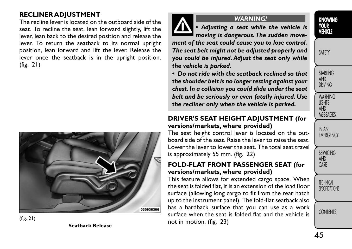 FIAT Freemont User Manual | Page 51 / 332