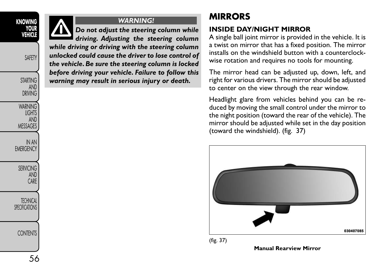 Mirrors | FIAT Freemont User Manual | Page 62 / 332