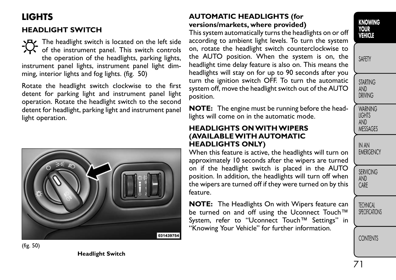 Lights | FIAT Freemont User Manual | Page 77 / 332