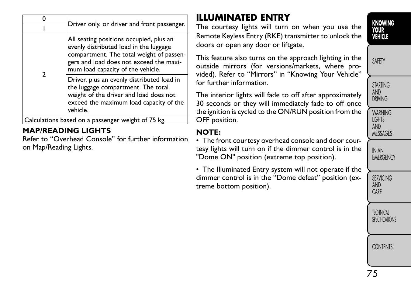 Illuminated entry | FIAT Freemont User Manual | Page 81 / 332