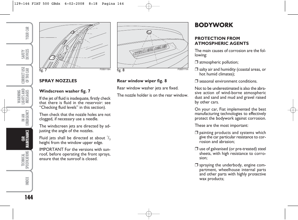Bodywork | FIAT 500 User Manual | Page 145 / 178