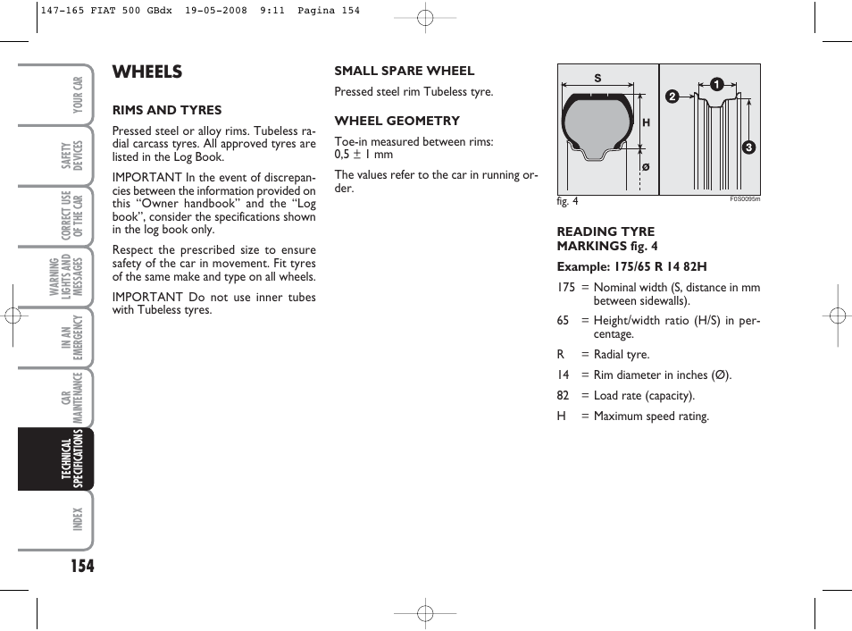 Wheels | FIAT 500 User Manual | Page 155 / 178