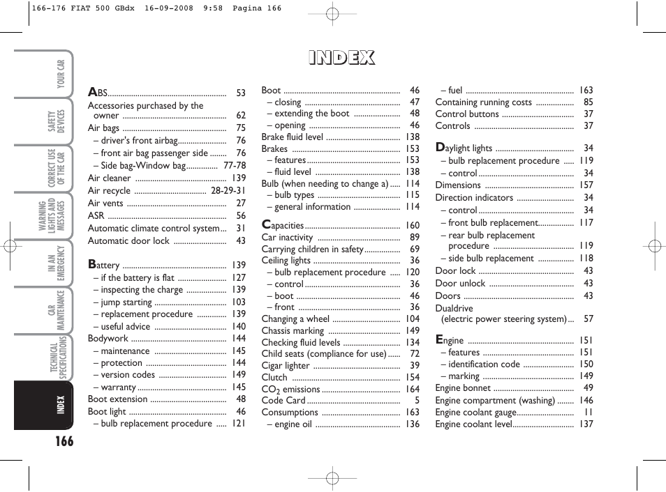 FIAT 500 User Manual | Page 167 / 178