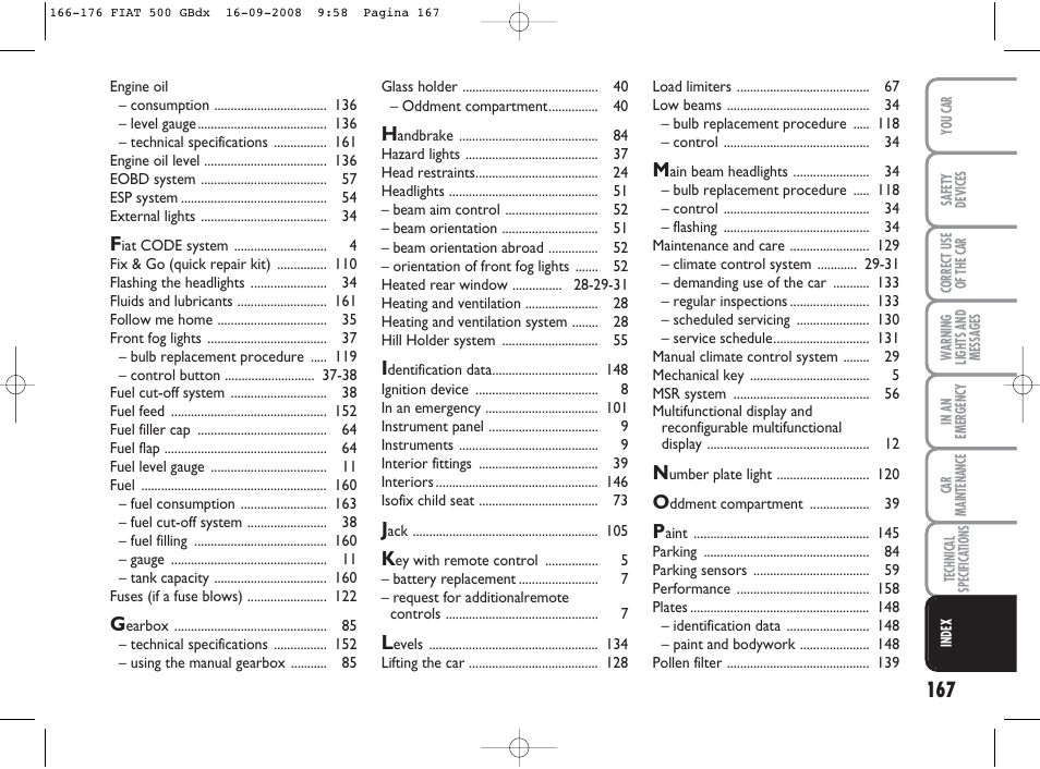 FIAT 500 User Manual | Page 168 / 178