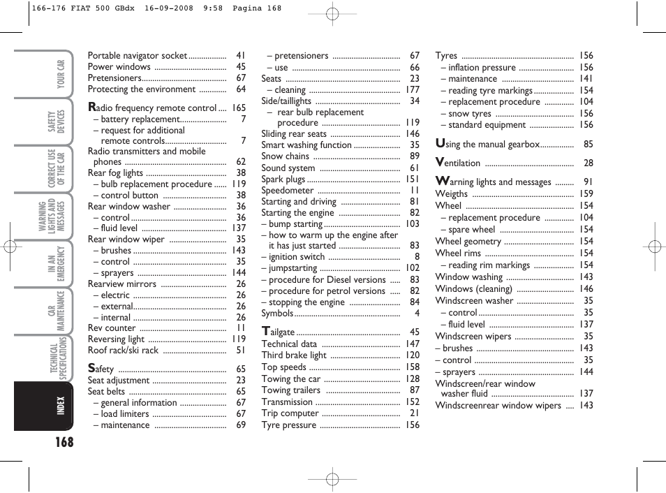 FIAT 500 User Manual | Page 169 / 178