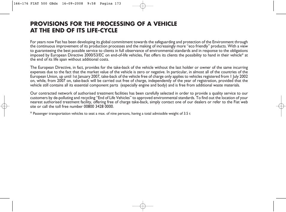 FIAT 500 User Manual | Page 174 / 178