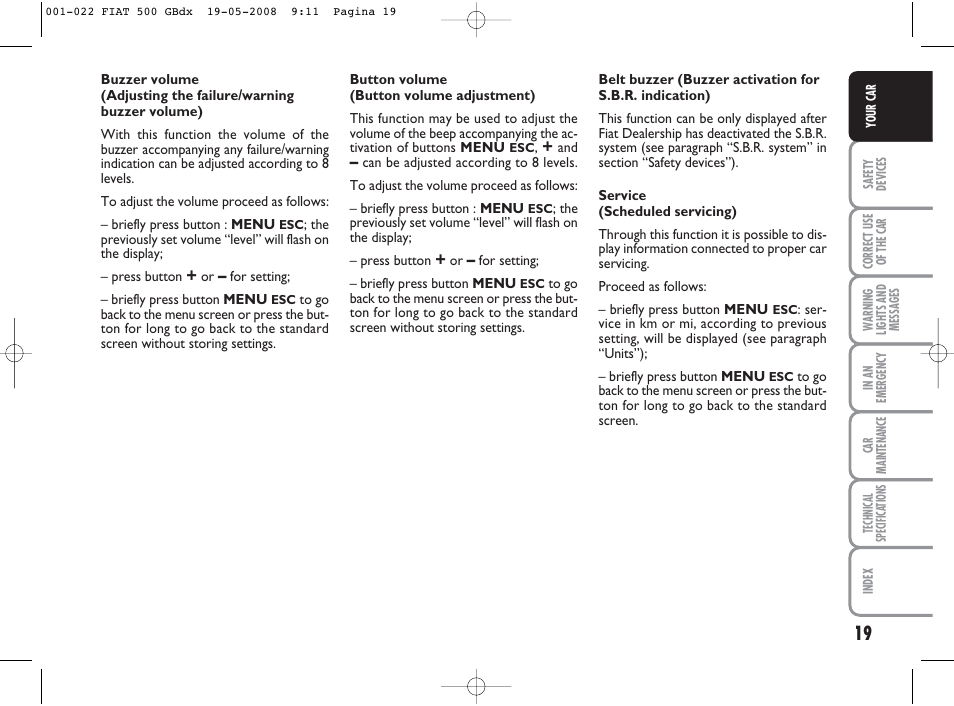 FIAT 500 User Manual | Page 20 / 178