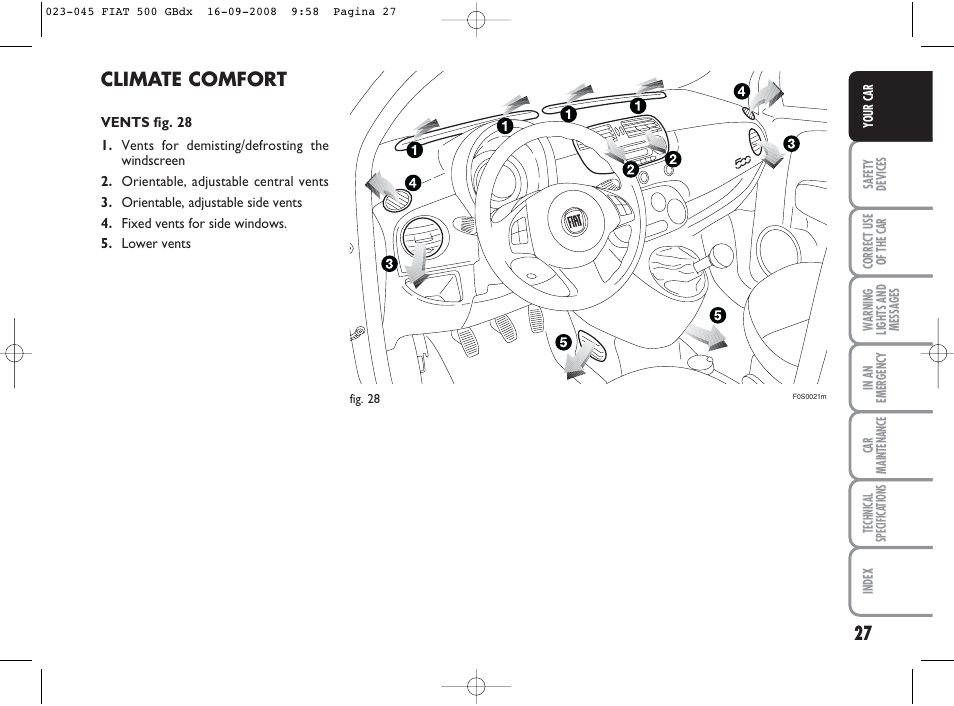 Climate comfort | FIAT 500 User Manual | Page 28 / 178