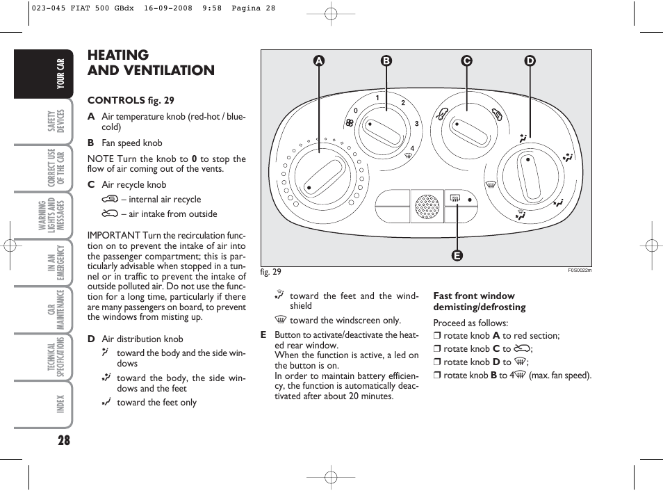 Heating and ventilation | FIAT 500 User Manual | Page 29 / 178