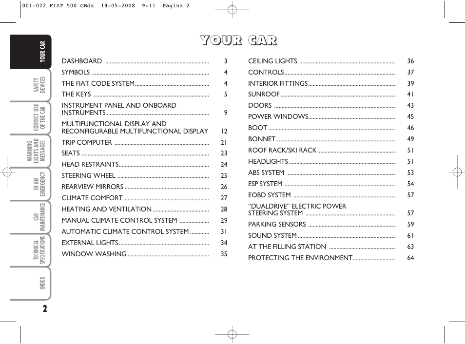 FIAT 500 User Manual | Page 3 / 178