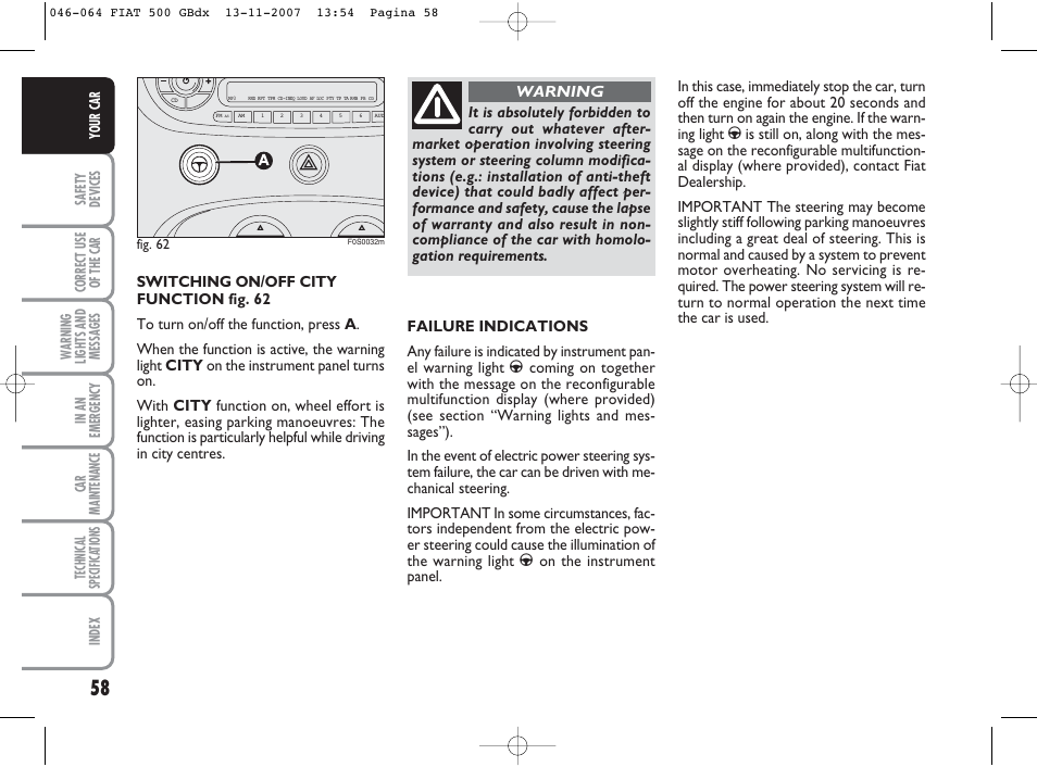 FIAT 500 User Manual | Page 59 / 178