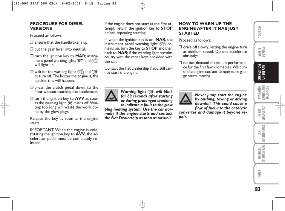 FIAT 500 User Manual | Page 84 / 178