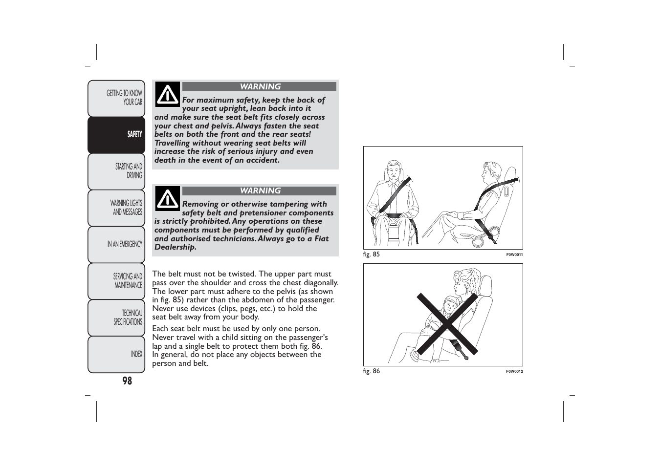 FIAT Panda User Manual | Page 102 / 268