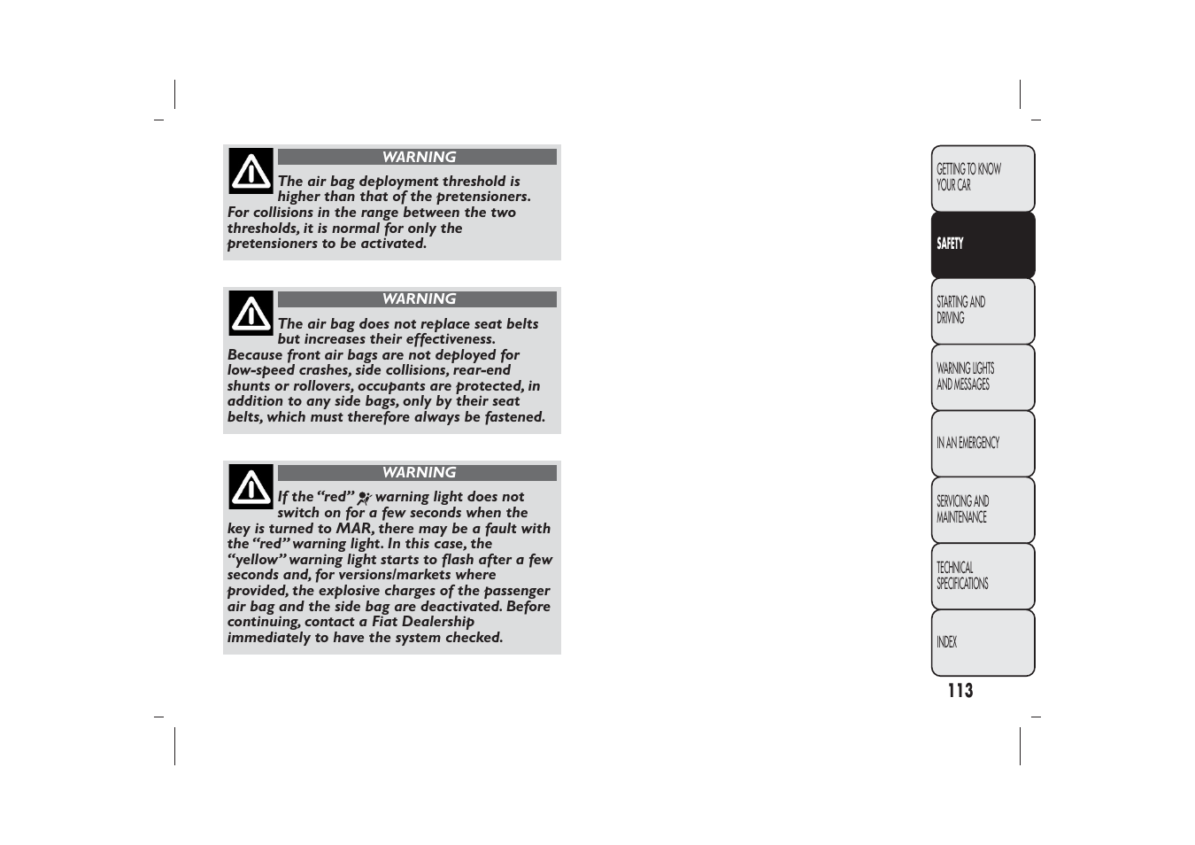 FIAT Panda User Manual | Page 117 / 268