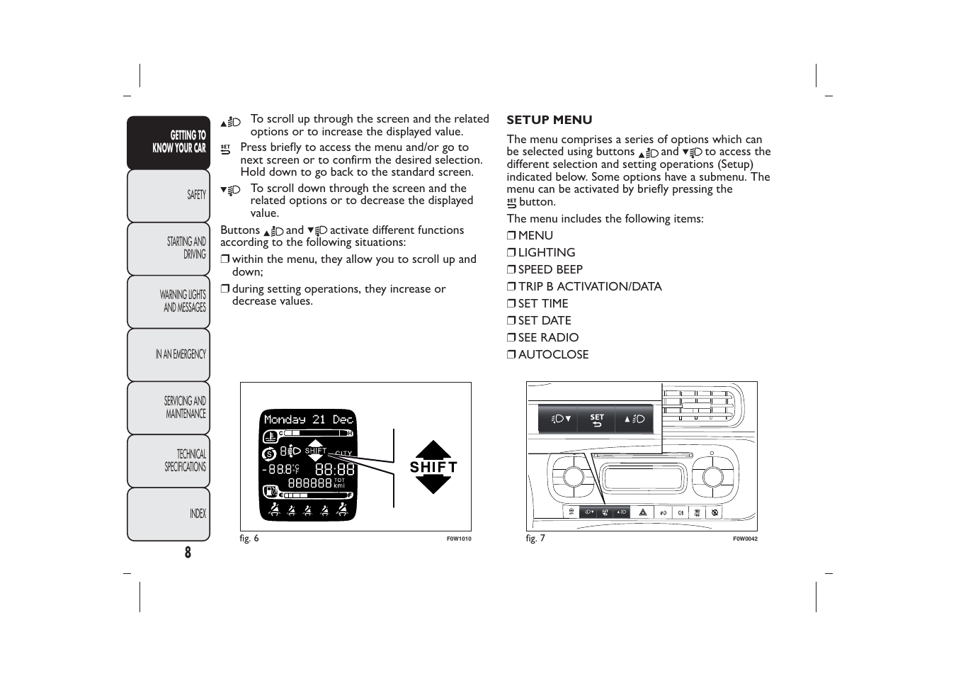 FIAT Panda User Manual | Page 12 / 268