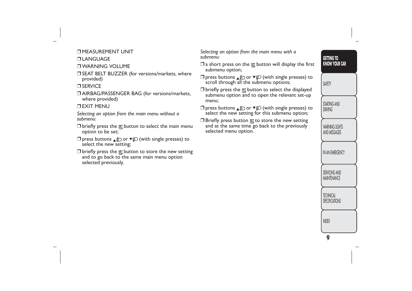 FIAT Panda User Manual | Page 13 / 268