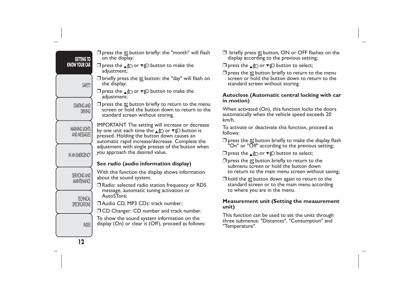 FIAT Panda User Manual | Page 16 / 268