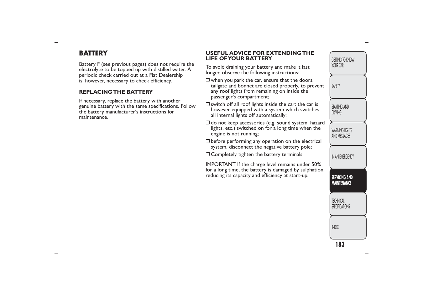 FIAT Panda User Manual | Page 187 / 268