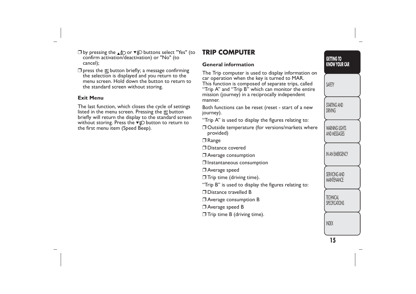 FIAT Panda User Manual | Page 19 / 268