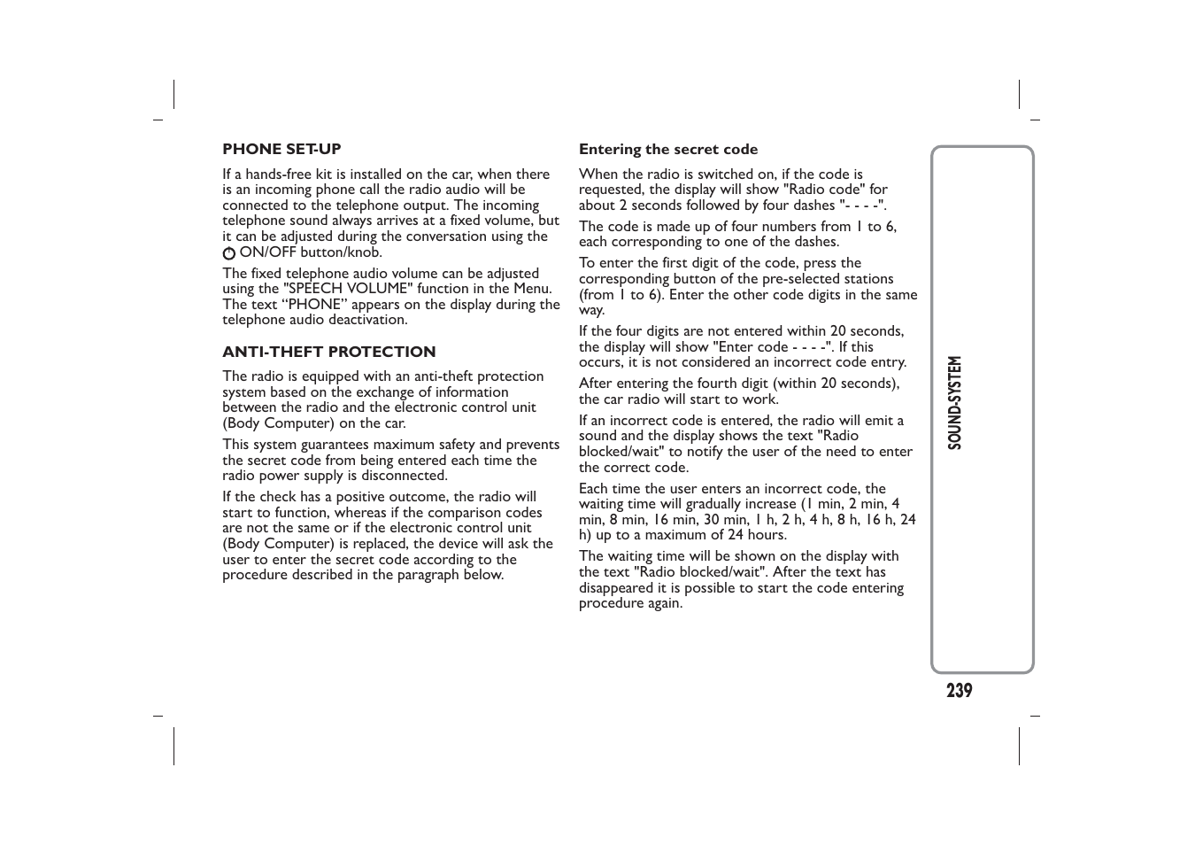 FIAT Panda User Manual | Page 243 / 268