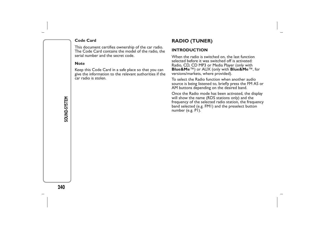 FIAT Panda User Manual | Page 244 / 268